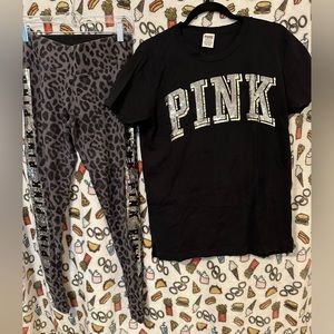 Pink brand  sequined legging set.